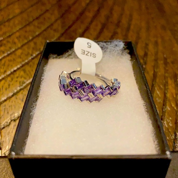 Modern Elegance Amethyst Ring Size 5 Double Band